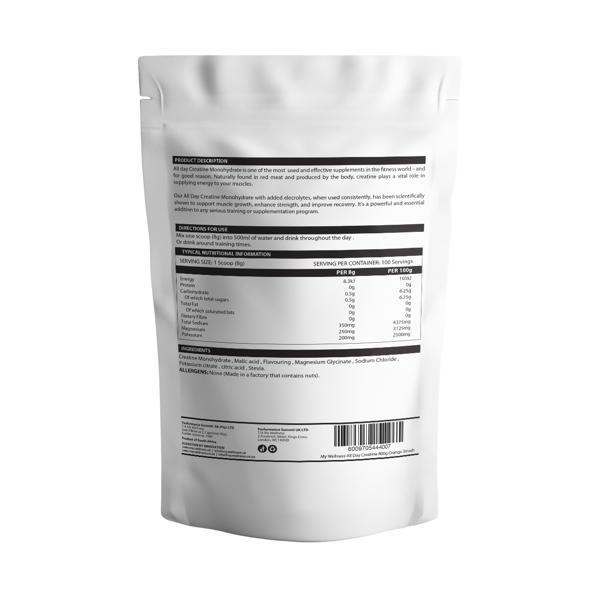 My Wellness All Day Creatine Monohydrate + Electrolytes 800g