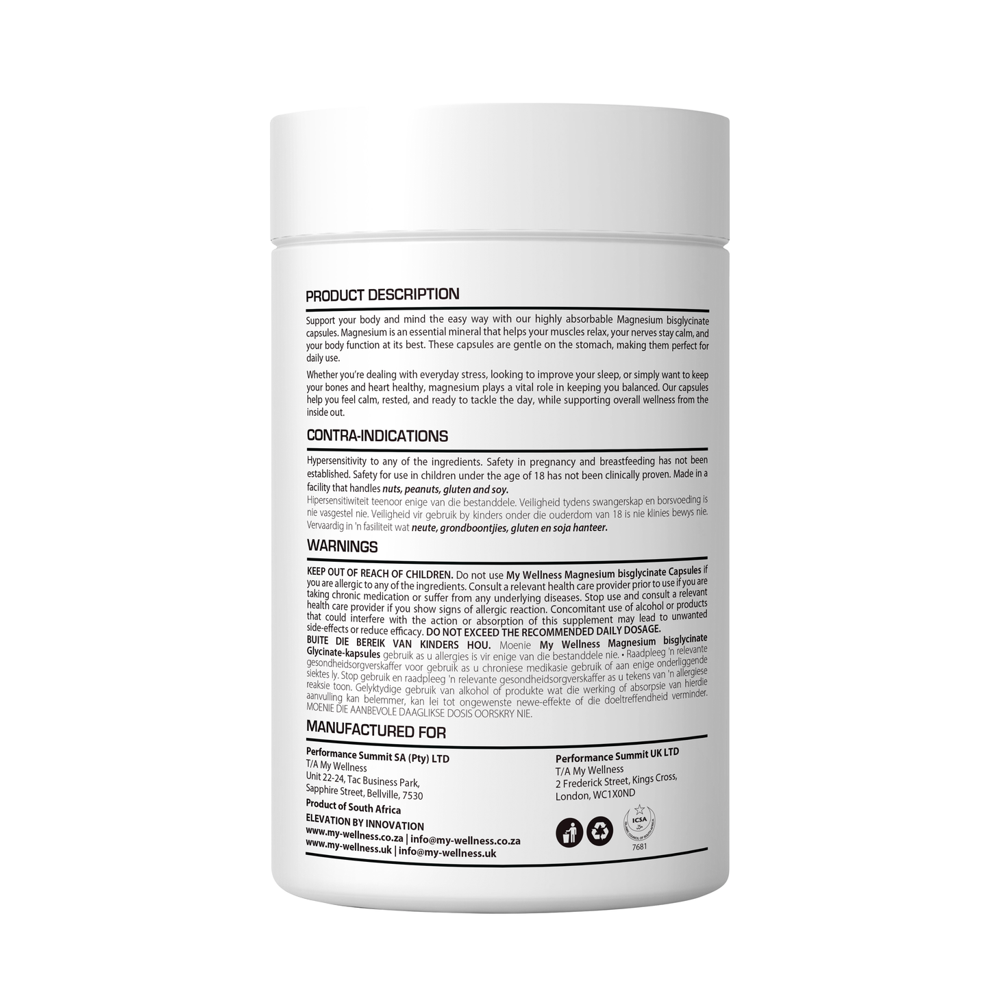 My Wellness Magnesium Biglycinate 90 Veggie Capsules