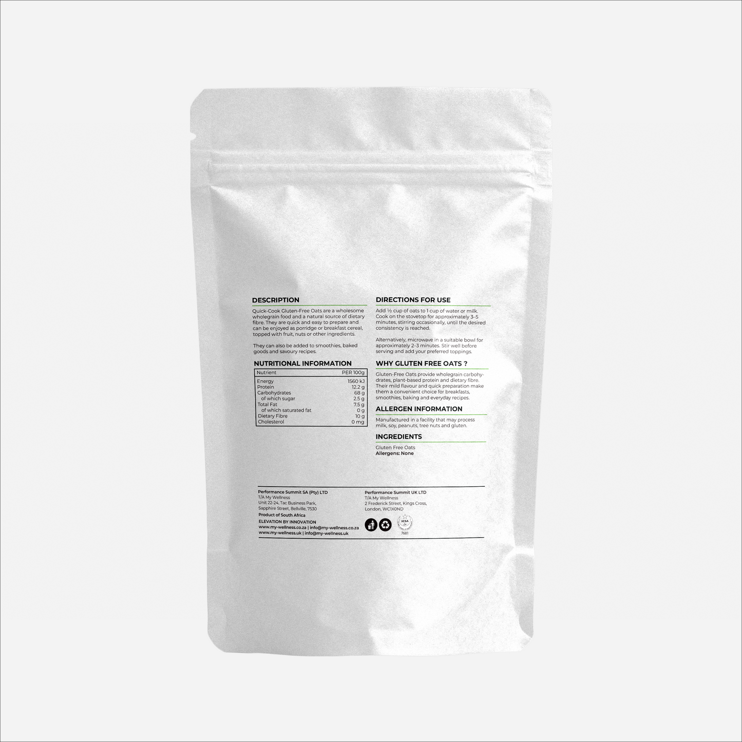 My Wellness Quick Cook Gluten Free Oats